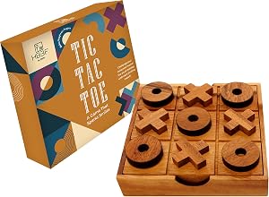 BSIRI Wooden Tic Tac Toe Game Coffee Tabletop XO Blocks Ideal for Family Living Room Games