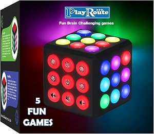 PlayRoute Electronic Brain & Memory Game Cube - Fun Toy Gift Ideas for Ages 6-12+ Year