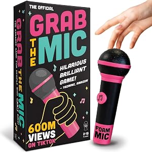 Lucky Egg Official Grab The Mic – Family Karaoke Board Game w/Foam Mic, 8+ Ages, 2-10 Play