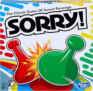 Sorry! Board Game for Kids Ages 6 and Up; Classic Hasbro Board Game; Each Player Gets 4 Pa